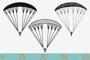 Paraglider, paraplane set vector svg