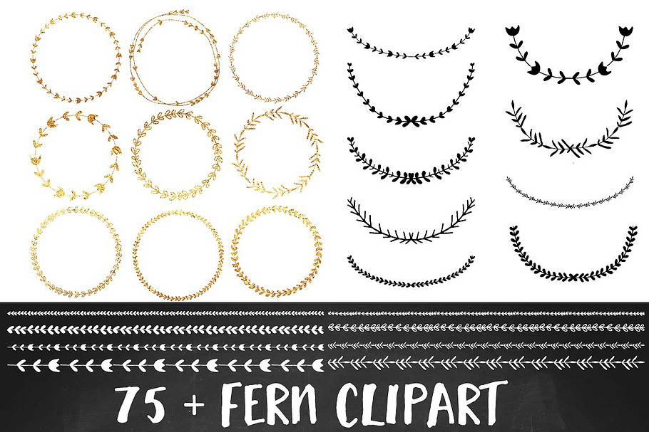 Gold Foil Wreath Clipart Set in Illustrations - product preview 8