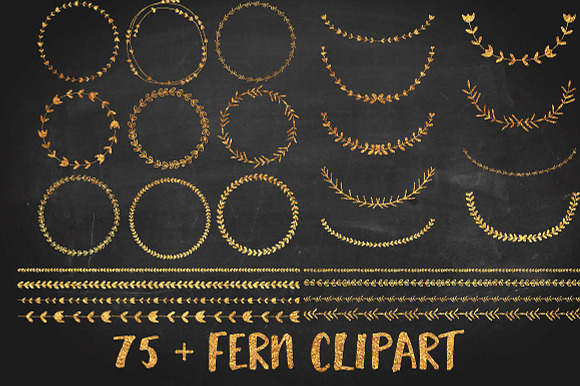 Gold Foil Wreath Clipart Set in Illustrations - product preview 3