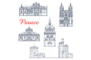 France travel Bordeaux icons