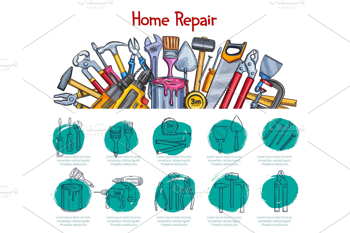Home repair poster of work tools in Illustrations - product preview 8