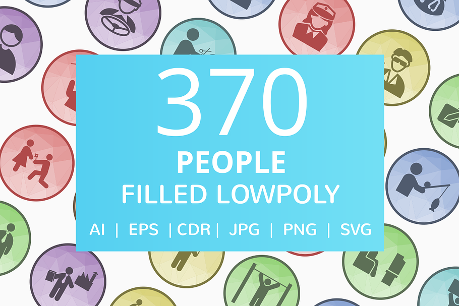 370 People Filled Low Poly Icons