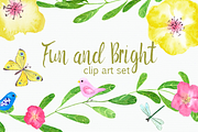 Fun and Bright Watercolor Clip Art