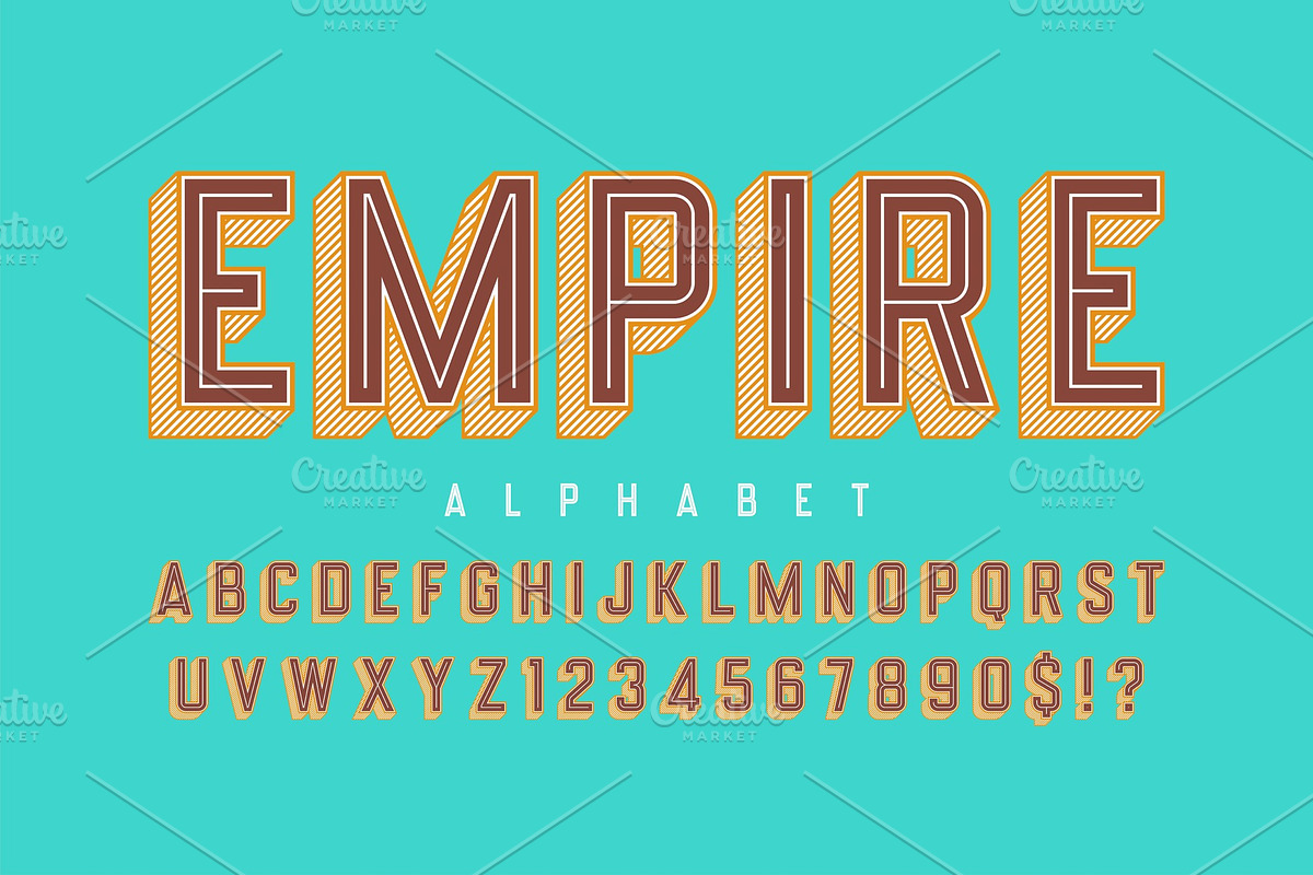 Retro 3d empire display font design in Illustrations - product preview 8