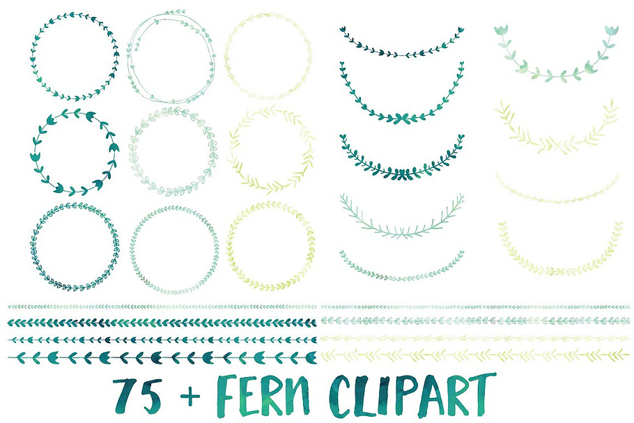 Green Watercolor Wreath and Borders in Illustrations - product preview 8