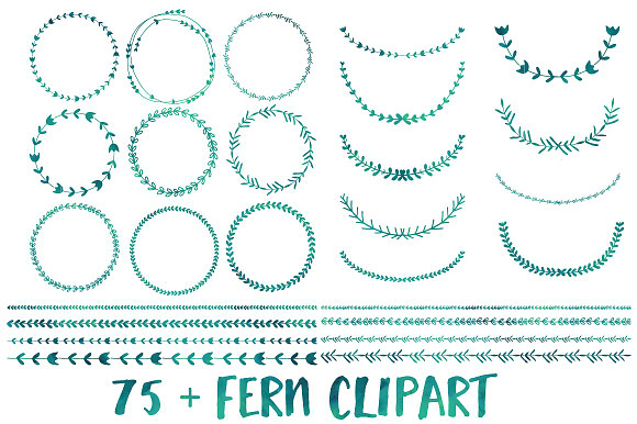 Green Watercolor Wreath and Borders in Illustrations - product preview 1