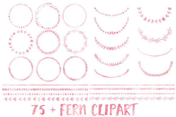 Pink Watercolor Wreath and Borders in Illustrations - product preview 1