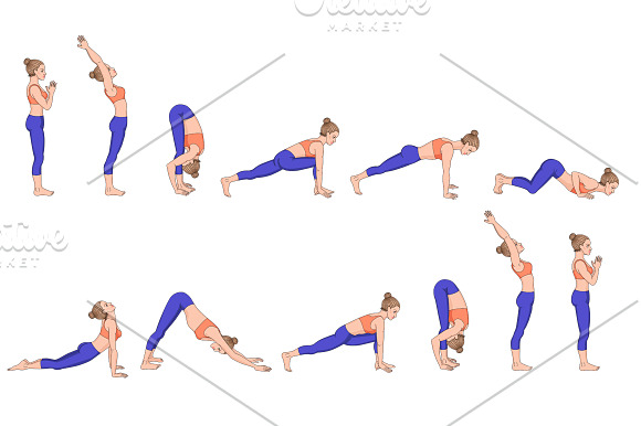 Sun salutation variations in Illustrations - product preview 1
