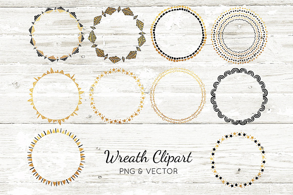 Gold Foil Vector Wreath Clipart in Illustrations - product preview 1