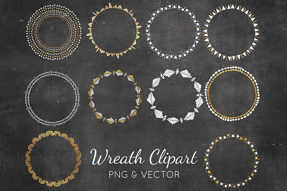 Gold Foil Vector Wreath Clipart in Illustrations - product preview 2