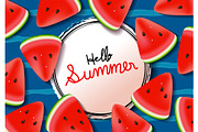 Watermelon background summer banner
