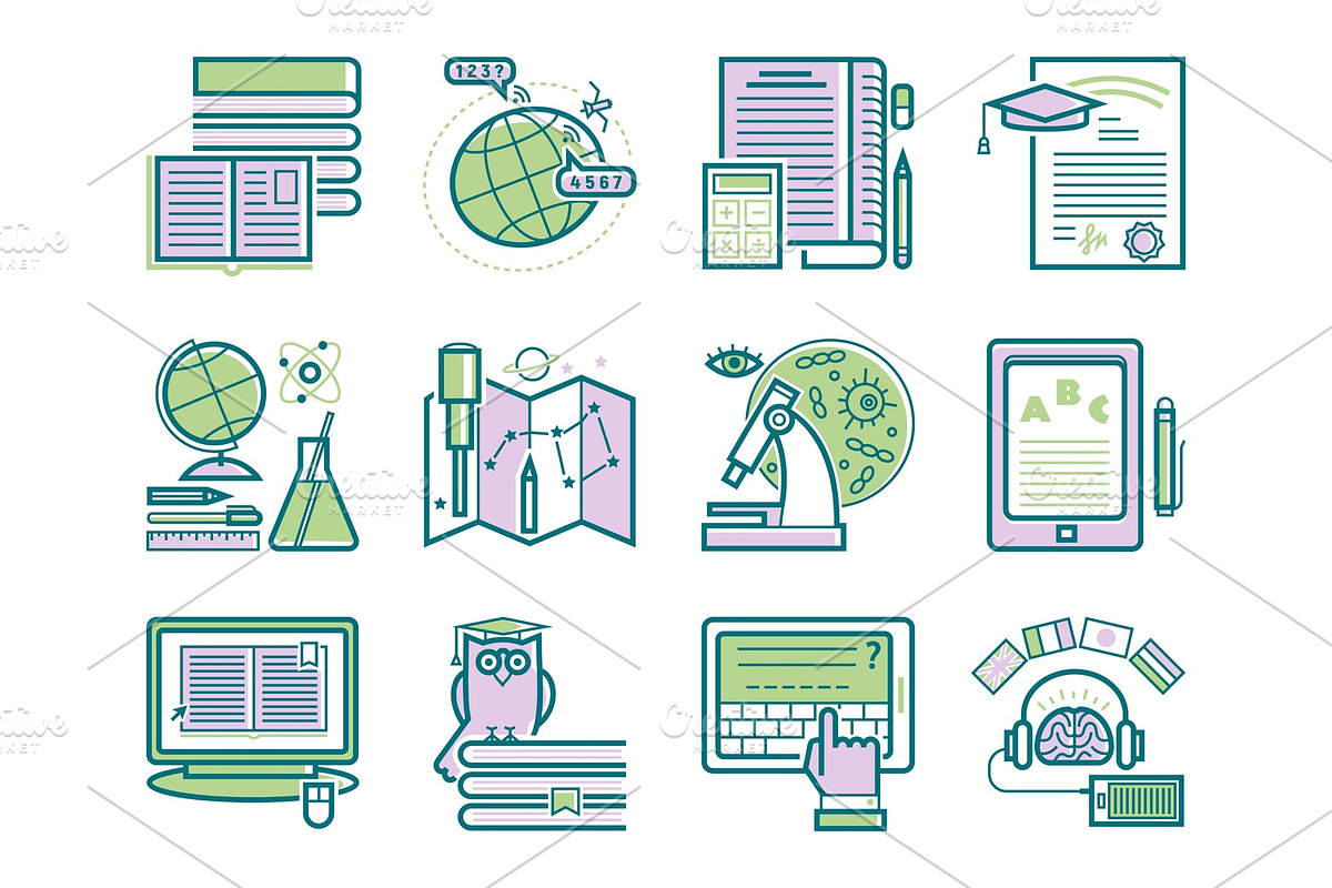 Set of flat design outline icons in Illustrations - product preview 8