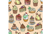 Cakes and cupcakes vector piece of