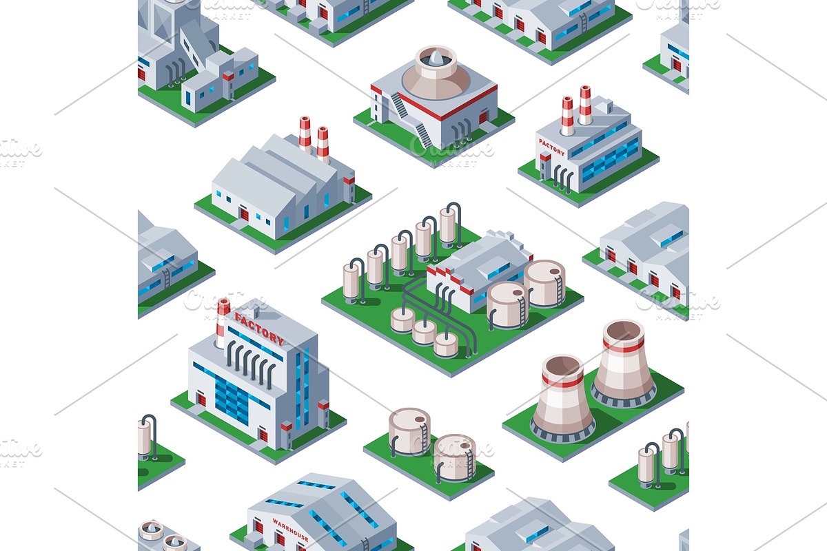 Isometric factory building seamless in Illustrations - product preview 8