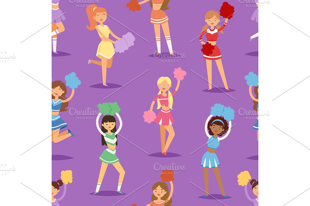 Cartoon cheerleaders girls sport fan in Illustrations - product preview 8