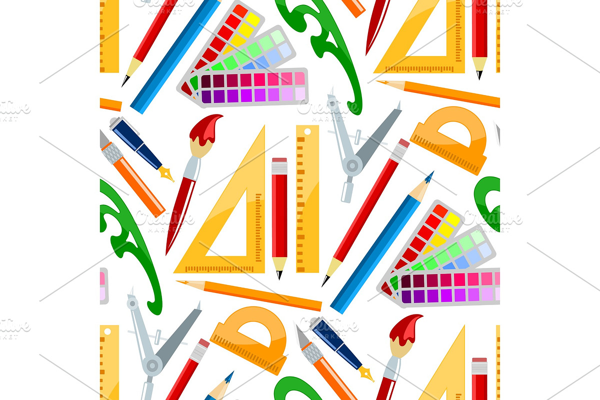 Creativity school supplies seamless in Illustrations - product preview 8