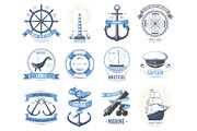 Sea nautical vector old rettro badge