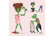 Colorful zombie scary cartoon