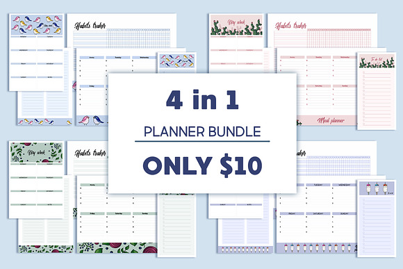 4 in 1 planner Bundle in Stationery Templates - product preview 13