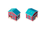 Isometric set country house 