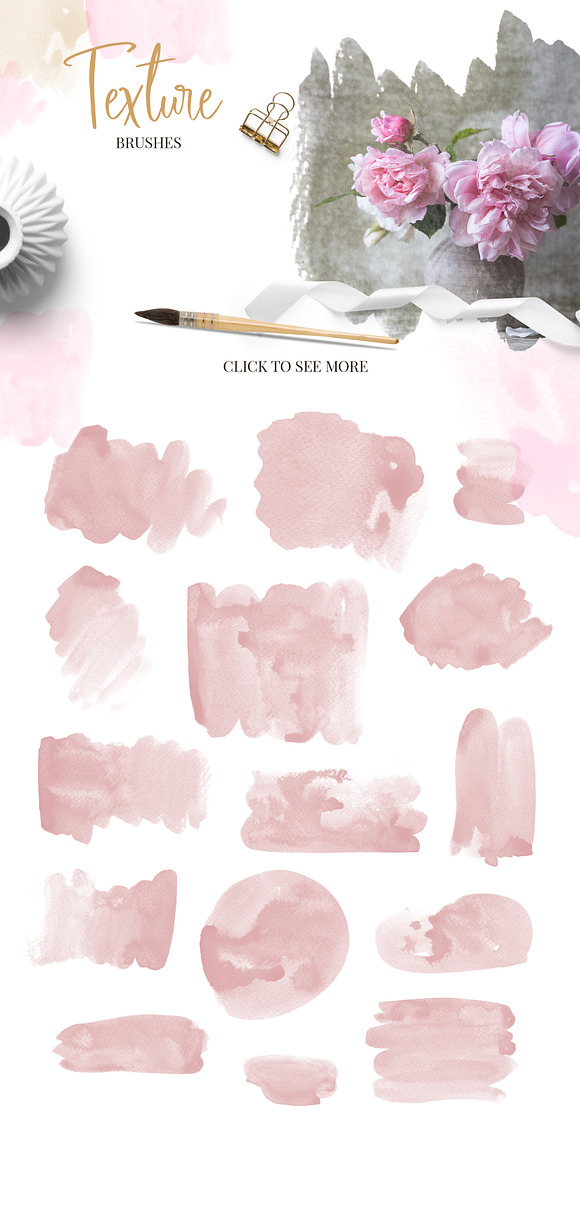 Blooming watercolor brushes set in Add-Ons - product preview 3