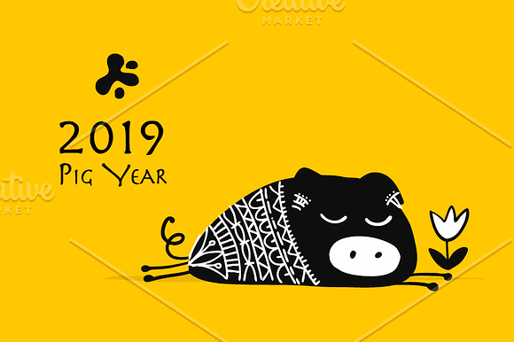 15 cute pigs, symbol of 2019 in Illustrations - product preview 2