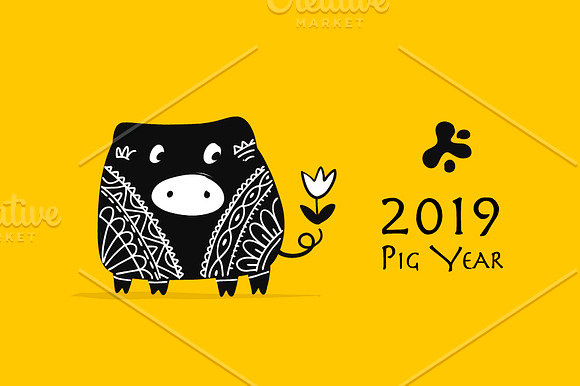 15 cute pigs, symbol of 2019 in Illustrations - product preview 6