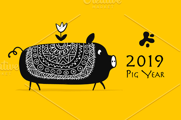 15 cute pigs, symbol of 2019 in Illustrations - product preview 9