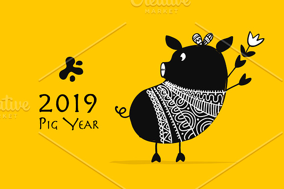 15 cute pigs, symbol of 2019 in Illustrations - product preview 11