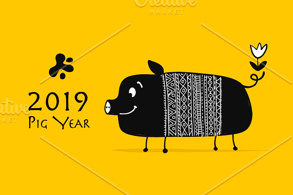 15 cute pigs, symbol of 2019 in Illustrations - product preview 12
