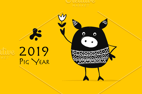 15 cute pigs, symbol of 2019 in Illustrations - product preview 13