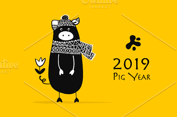 15 cute pigs, symbol of 2019 in Illustrations - product preview 14