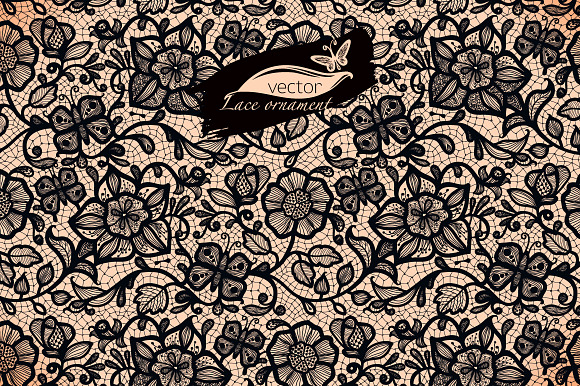 Seamless lace patterns with flower   in Illustrations - product preview 2