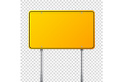 Road yellow traffic sign. Blank