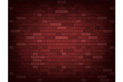 Dark red brick wall. Realistic