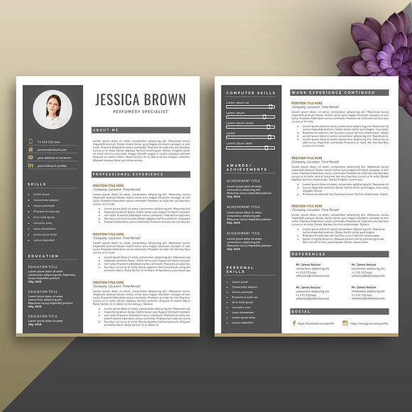 Elegant Resume/CV Template. in Resume Templates - product preview 1