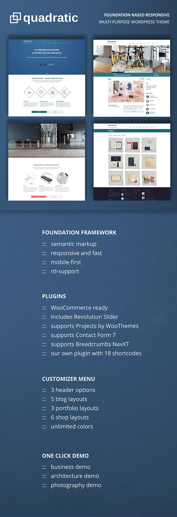 Quadratic - Milti-purpose Theme in WordPress Business Themes - product preview 1