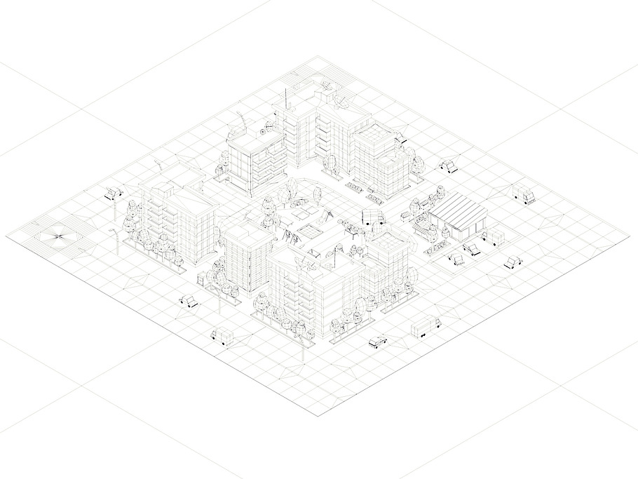 Cartoon Low Poly City Block 1 in Urban - product preview 4