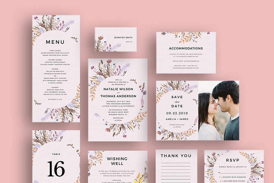 Sweet Floral Wreath Invitation Set in Wedding Templates - product preview 8