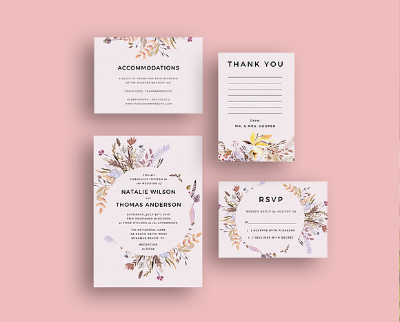 Sweet Floral Wreath Invitation Set in Wedding Templates - product preview 1
