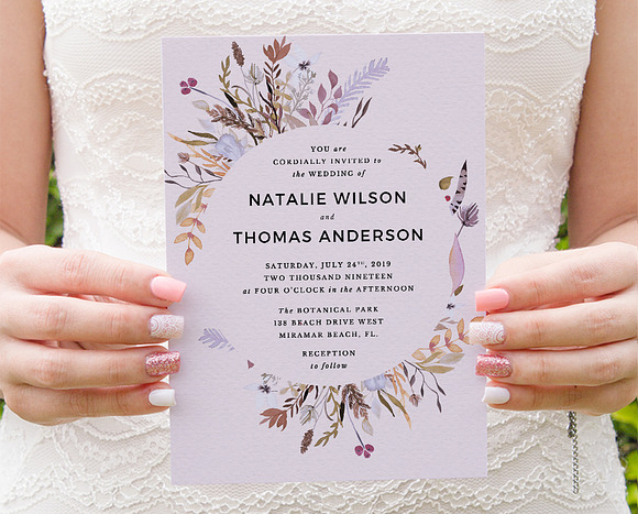 Sweet Floral Wreath Invitation Set in Wedding Templates - product preview 2