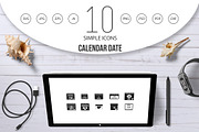 Calendar date icon set, simple style