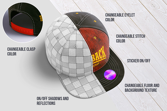 Snapback Cap 3d Mockup in Product Mockups - product preview 1