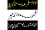 Music notes flow. Doodle music note