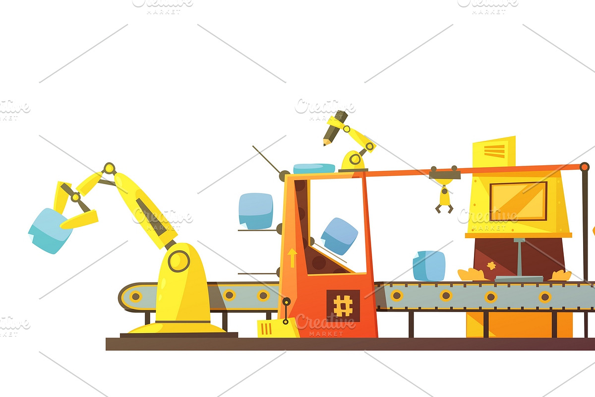 Automatic stock line cartoon banner in Illustrations - product preview 8