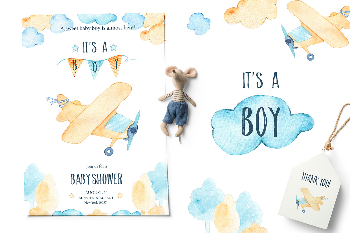 Boy's Toys - watercolor collection in Illustrations - product preview 8