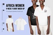 Africa Women V-Neck T-Shirt Mock-Up