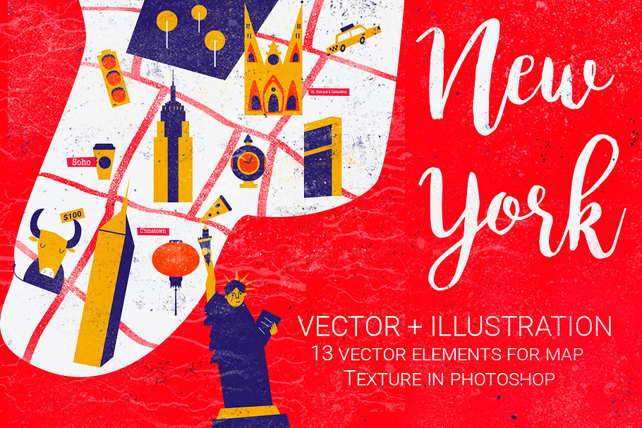 Vector Ilustration New York map in Illustrations - product preview 8