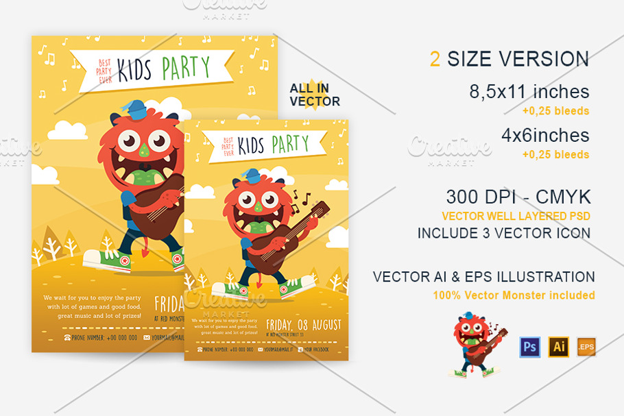 Party Kid Illustrated Flyer Template in Flyer Templates - product preview 8