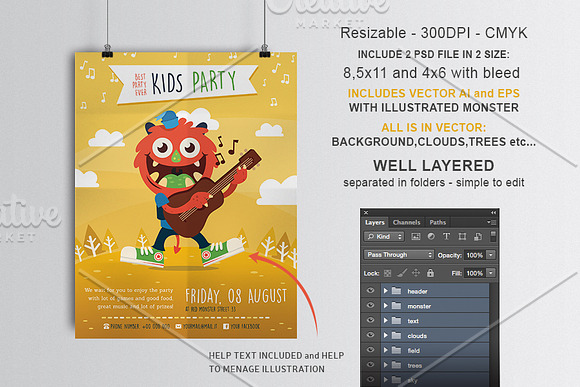 Party Kid Illustrated Flyer Template in Flyer Templates - product preview 1